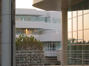 Sunset reflected at the Getty Center